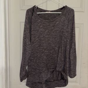Juicy Couture Women Top XLarge Gray Shirt Long Sleeve Round Neck Twist Hem